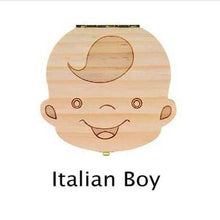 Load image into Gallery viewer, Tooth Box Dutch /Portugue / Spanish/English/French/Russian/ Italian Wood Tooth Box Organizer Save Milk Teeth Wood Storage Teeth