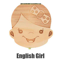 Load image into Gallery viewer, Tooth Box Dutch /Portugue / Spanish/English/French/Russian/ Italian Wood Tooth Box Organizer Save Milk Teeth Wood Storage Teeth